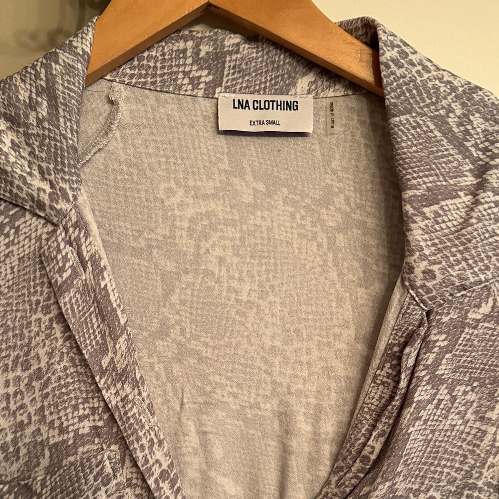 Gray Snake Print Button-Up Blouse - image 2